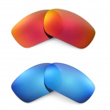 Walleva Polarized Fire Red + Ice Blue Replacement Lenses for Oakley Racing Jacket Sunglasses 